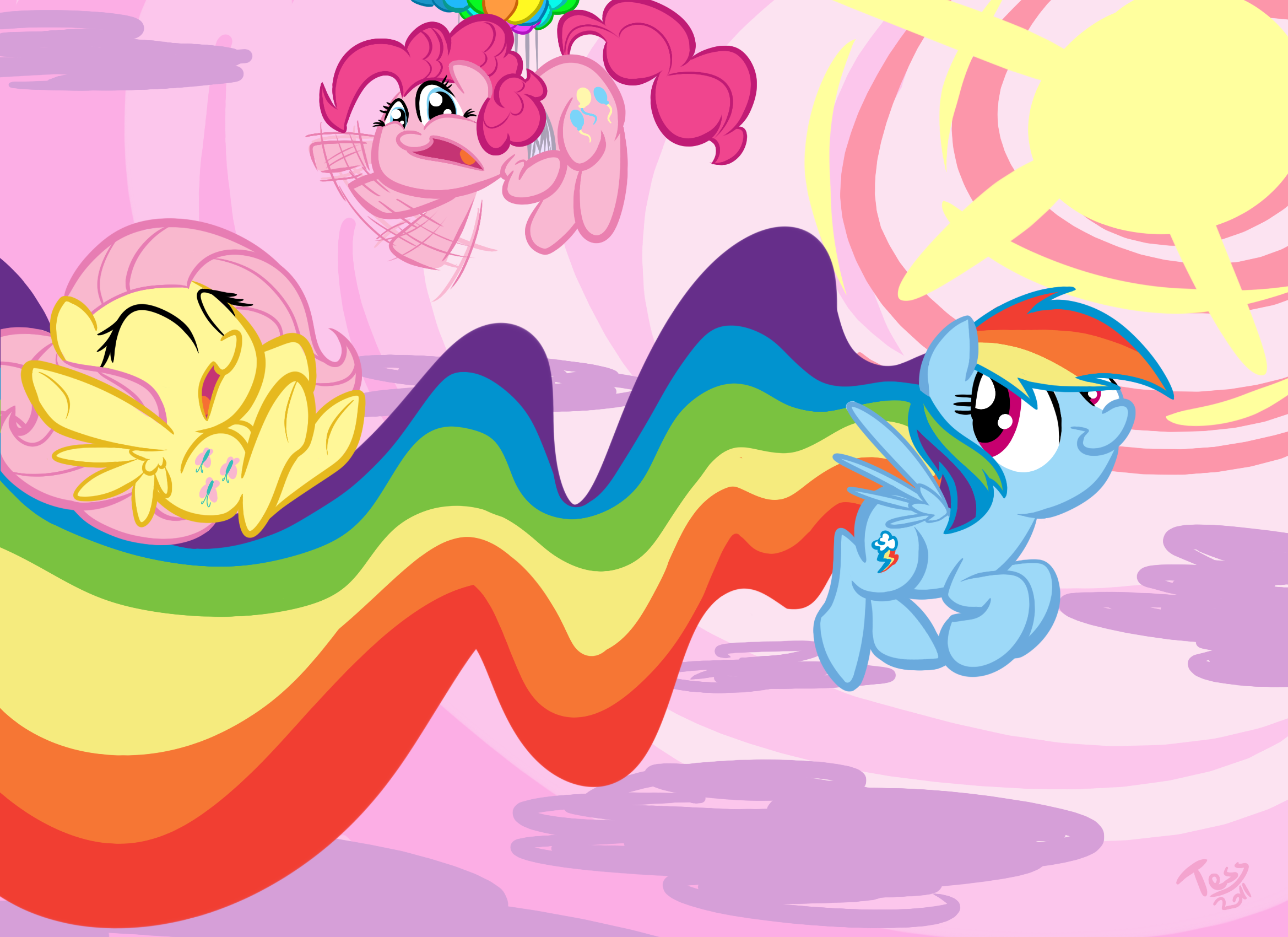 My Little Pony, Флаттершай, Рэйнбоу Дэш, Пинки Пай, My Little Pony : Дружба Магия - обои на рабочий стол