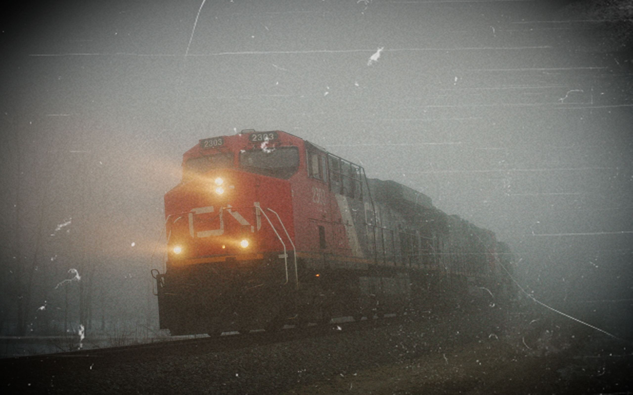 поезда, туман, Канада, железнодорожные пути, транспортные средства, локомотивы, Canadian National Railway - обои на рабочий стол
