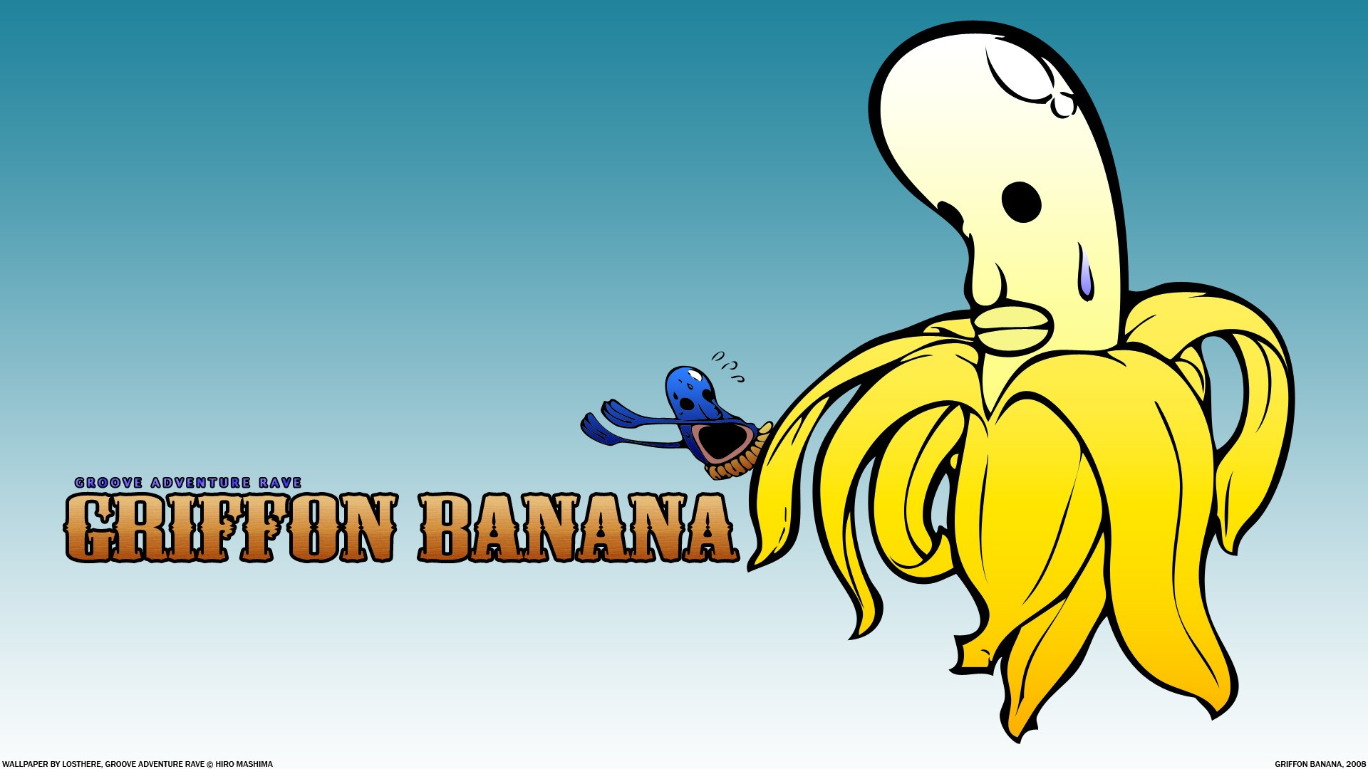 анимация, бананы, аниме, простой фон - обои на рабочий стол