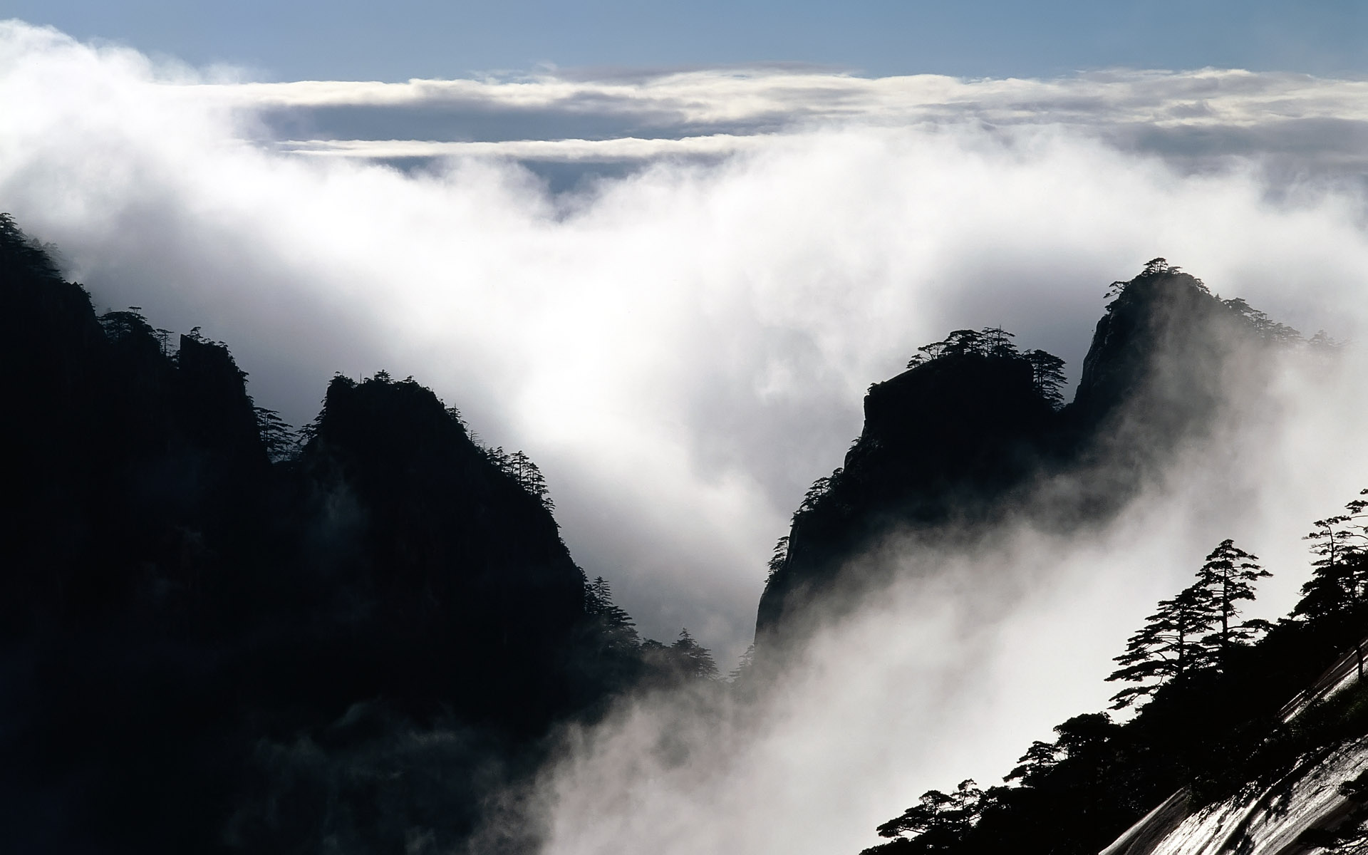 горы, природа, туман - обои на рабочий стол
