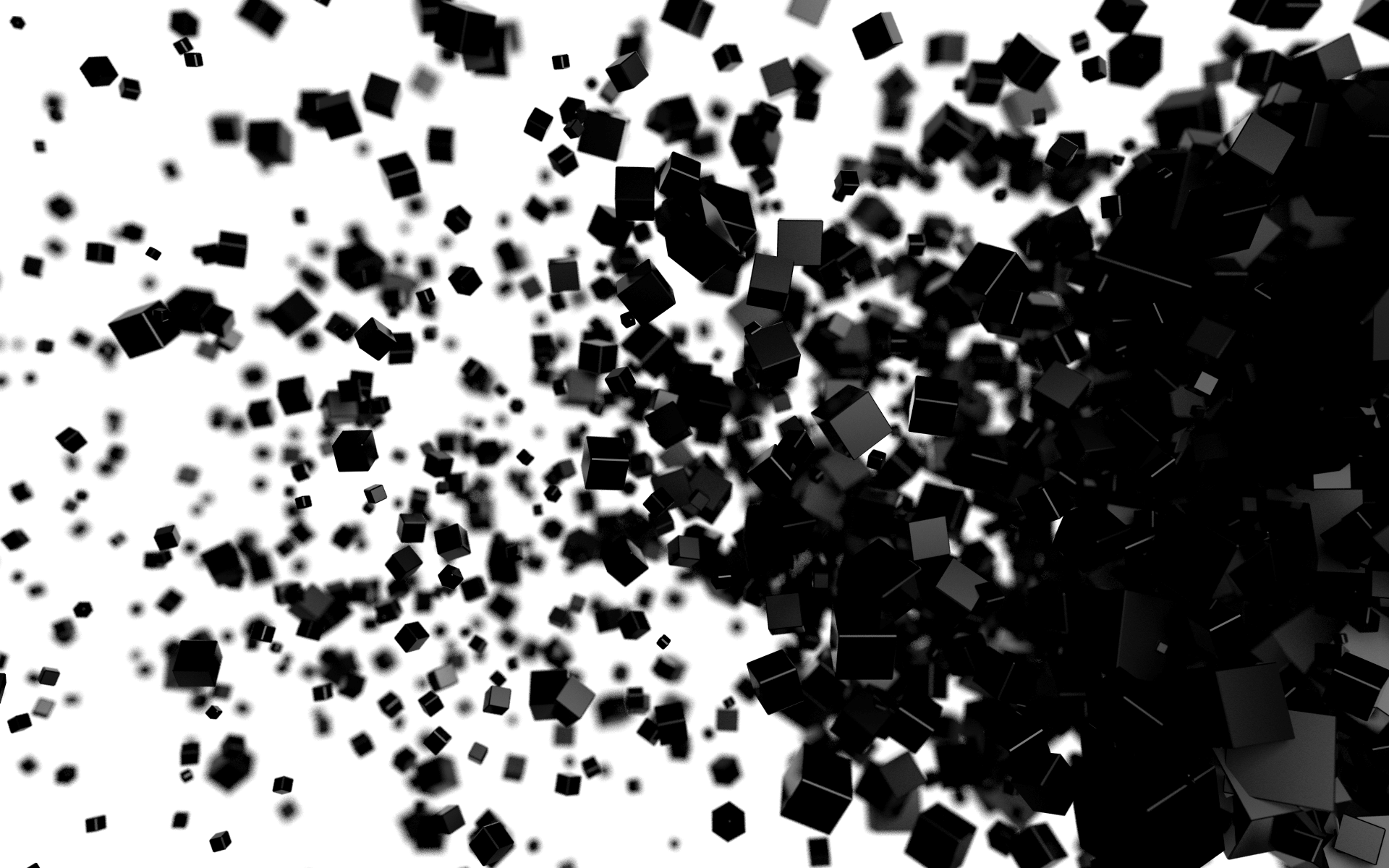 абстракции, черный цвет, белый, кубики, цифровое искусство - обои на рабочий стол