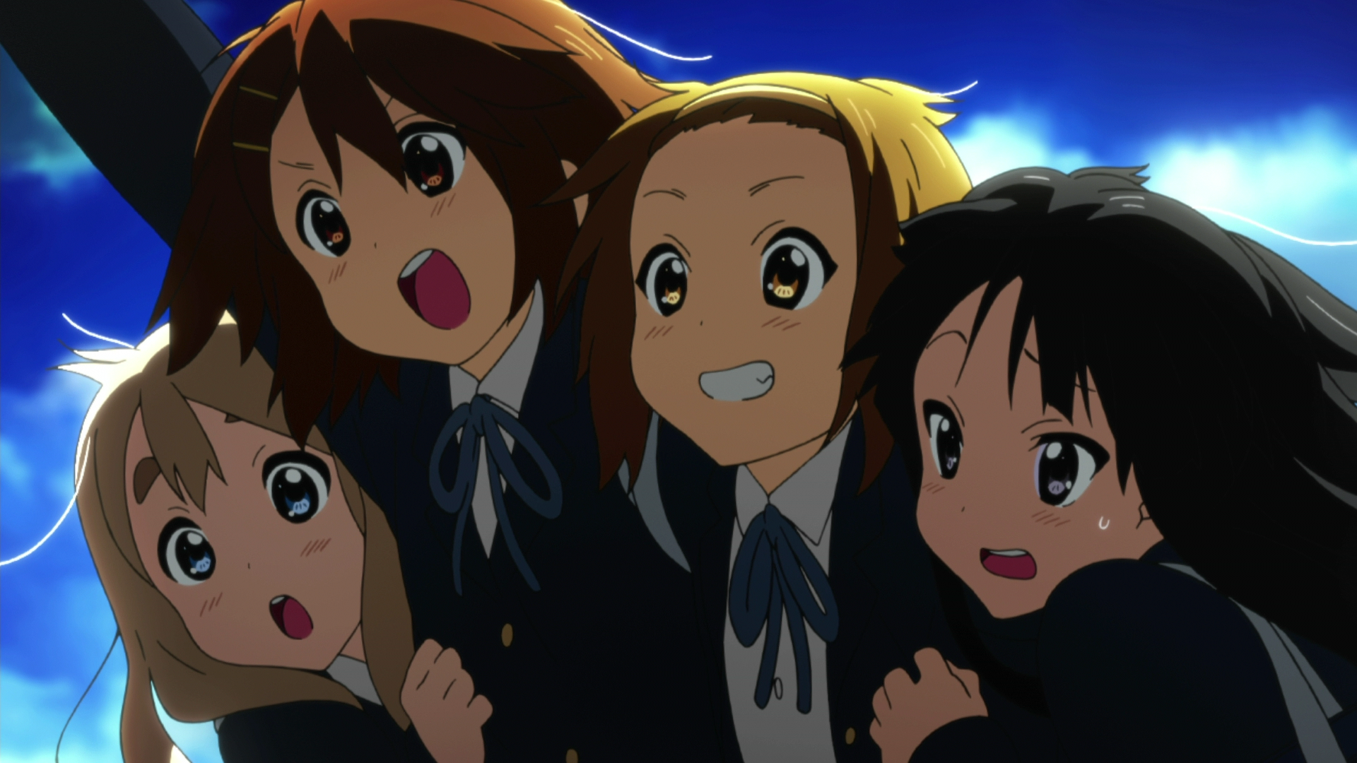 K-ON! (Кэйон!), школьная форма, Hirasawa Юи, Акияма Мио, Tainaka Ritsu, Kotobuki Tsumugi - обои на рабочий стол
