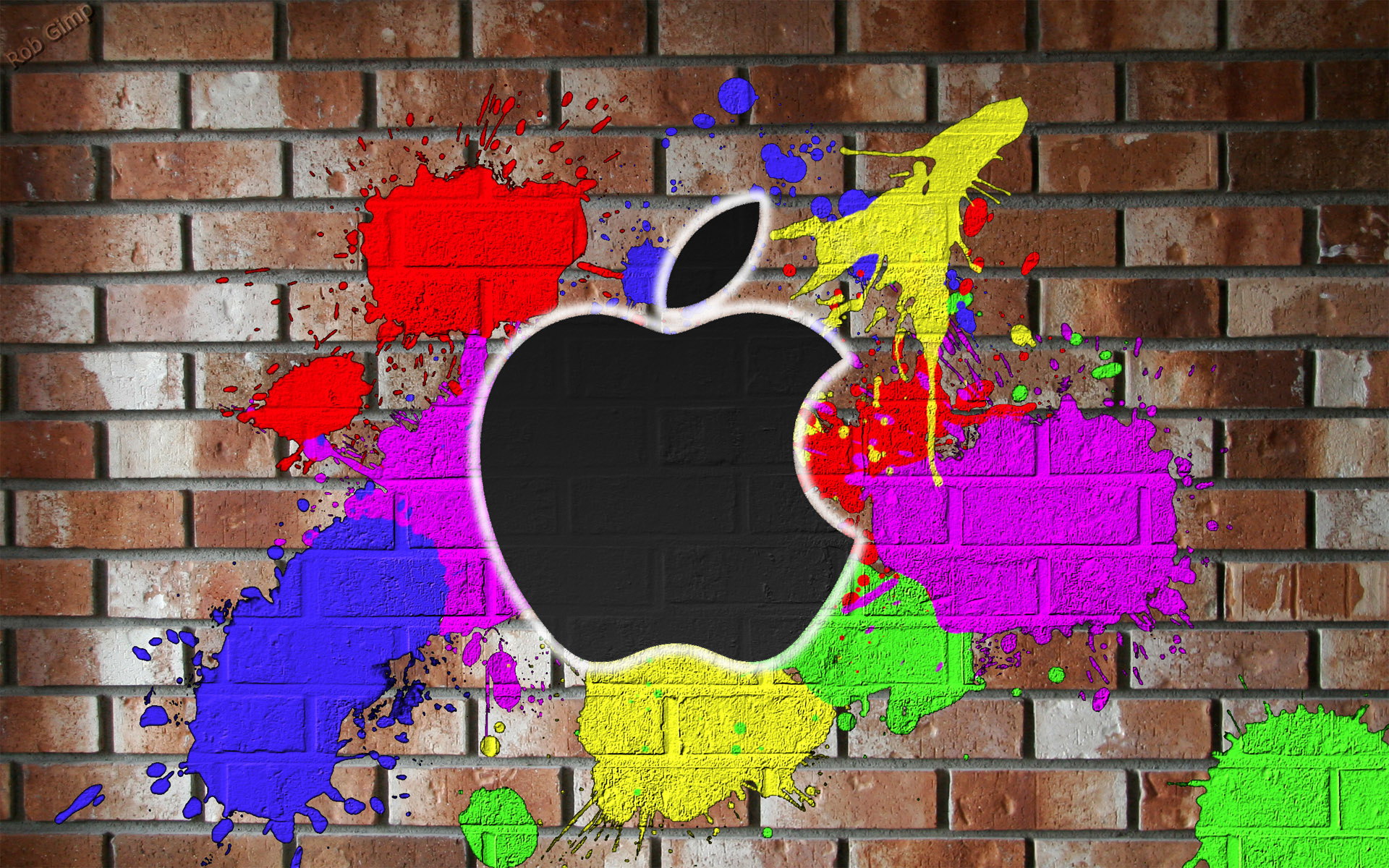 многоцветный, стена, Эппл (Apple) - обои на рабочий стол