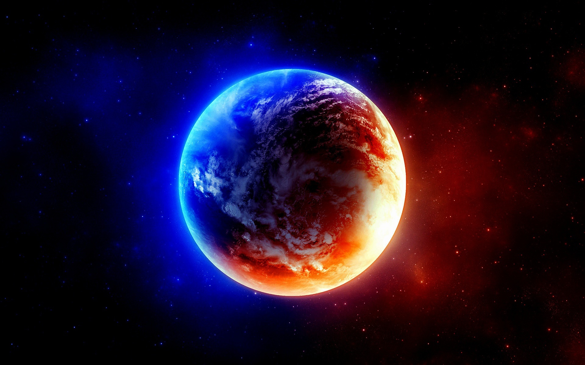 синий, космическое пространство, красный цвет, планеты, Земля - обои на рабочий стол