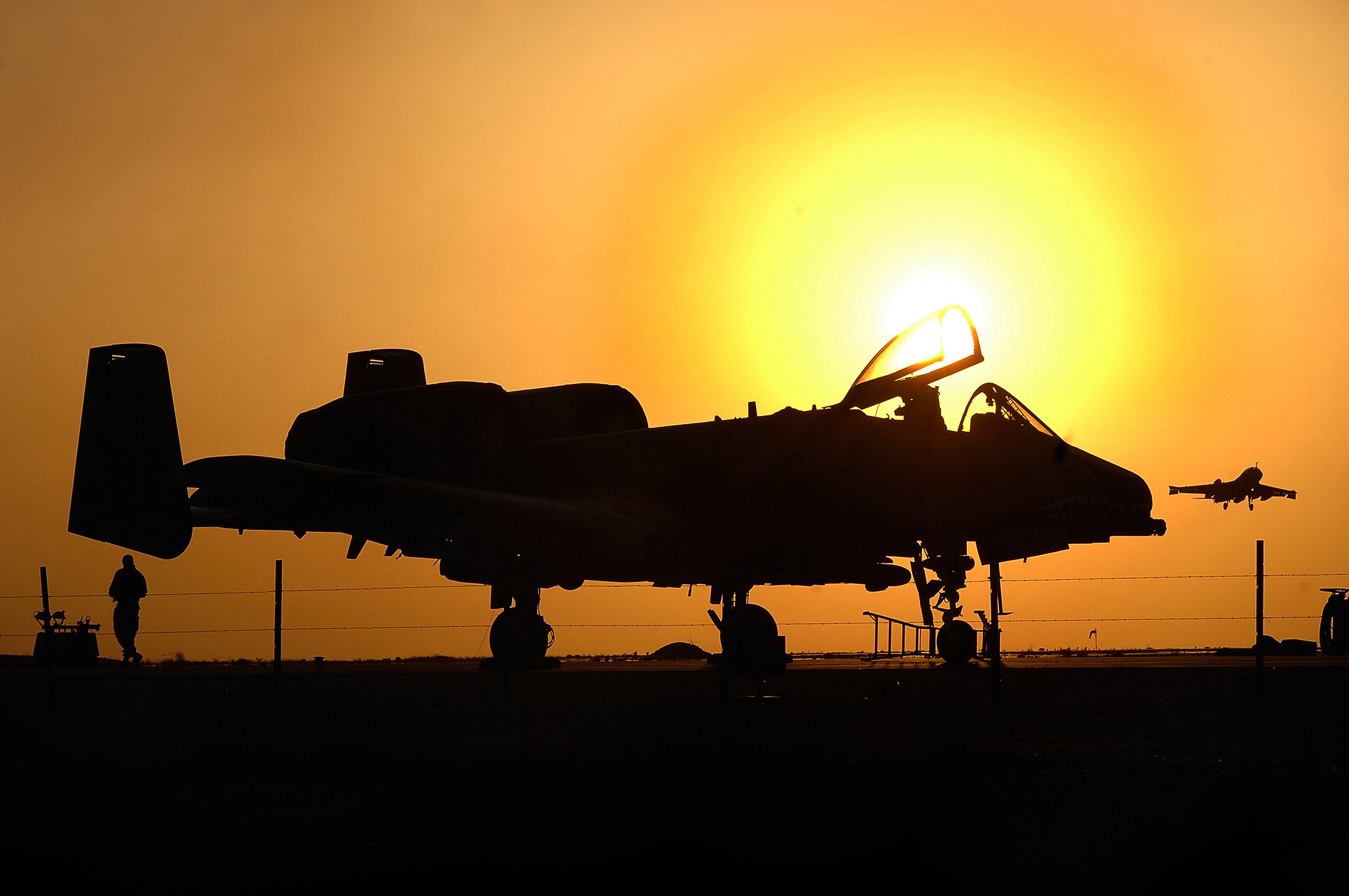 закат, самолет, военный, самолеты, транспортные средства, А-10 Thunderbolt II - обои на рабочий стол