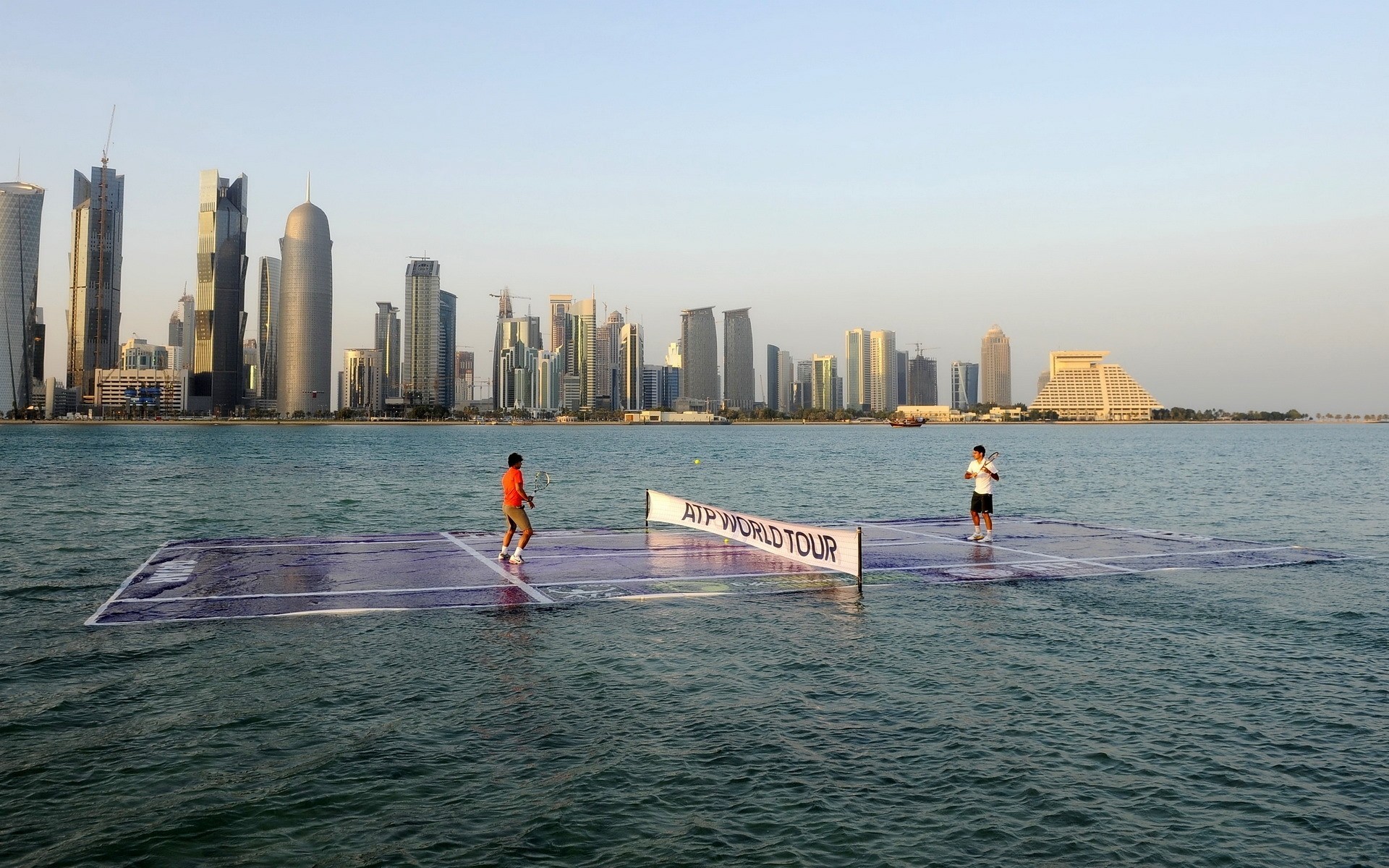 пейзажи, смешное, теннис, Роджер Федерер, Рафаэль Надаль, Катар - обои на рабочий стол