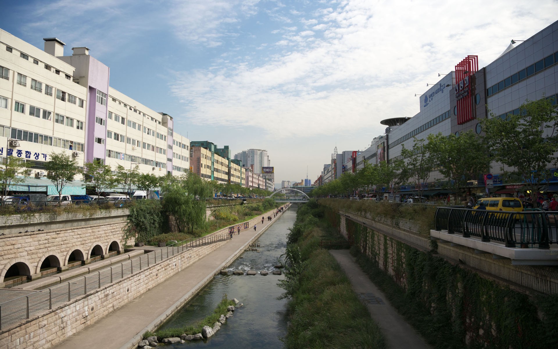 улицы, архитектура, Корея, канал - обои на рабочий стол