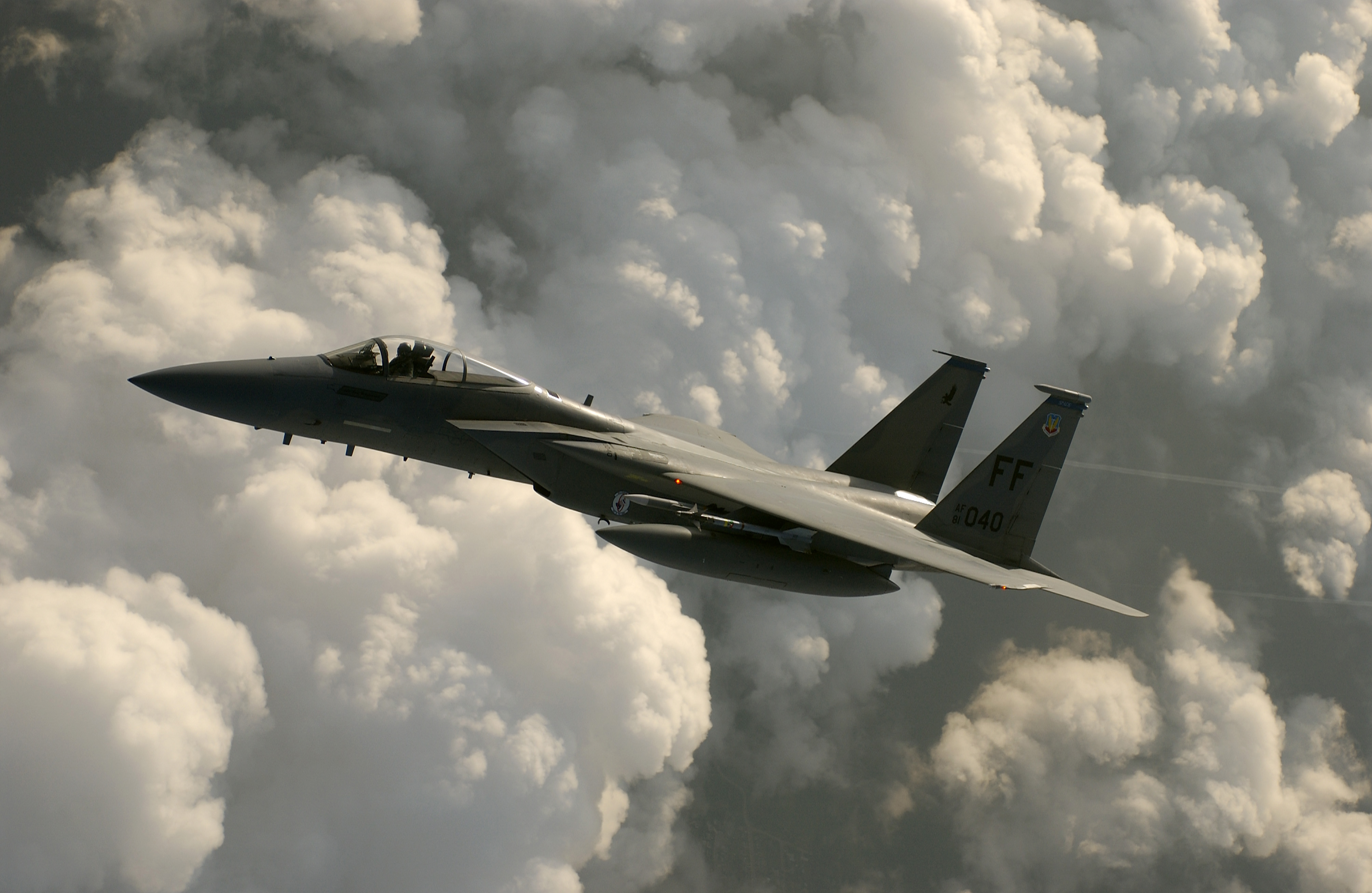 облака, самолет, военный, самолеты, F-15 Eagle - обои на рабочий стол