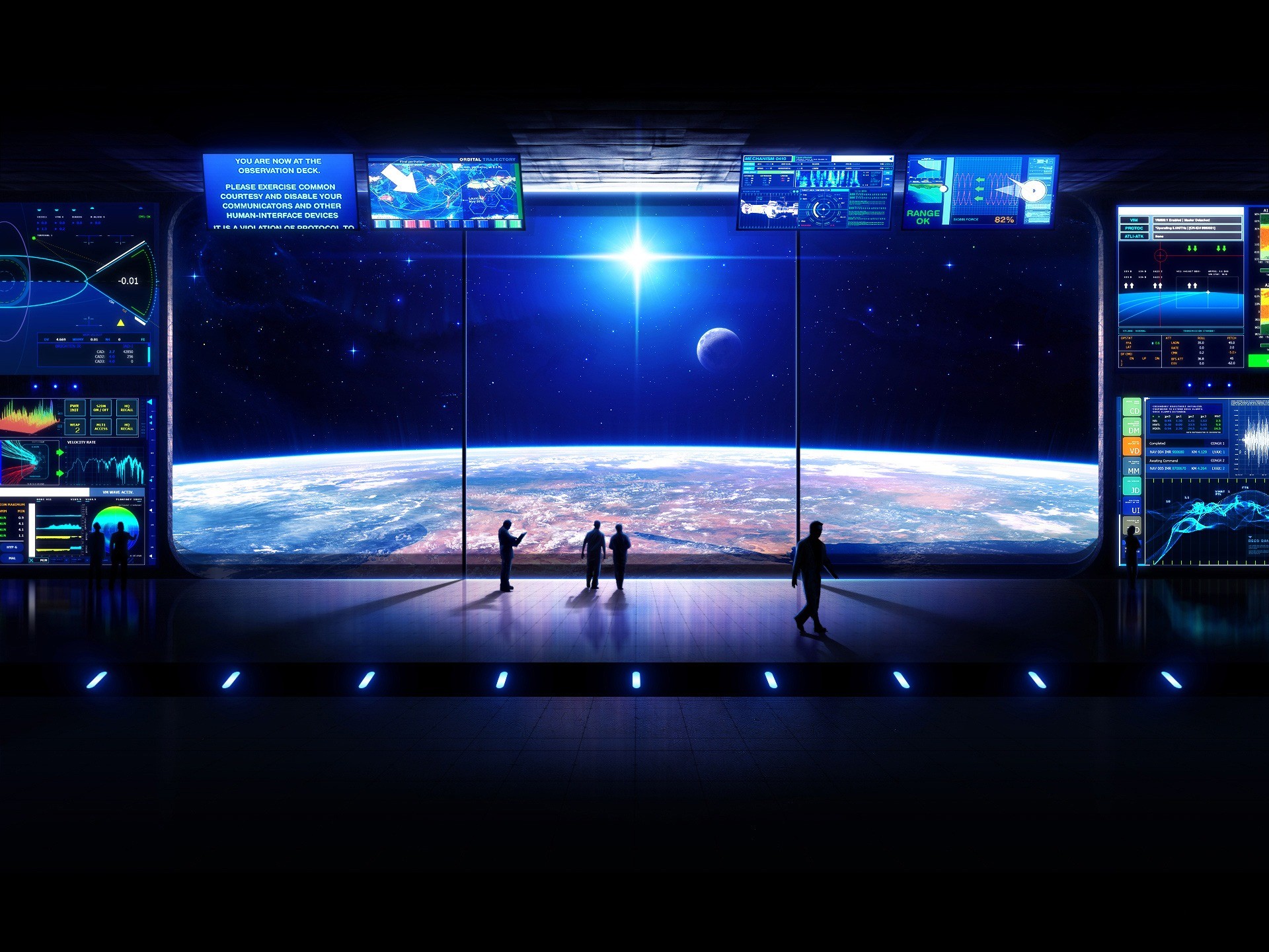 космическое пространство, планеты, обсерватория, научная фантастика - обои на рабочий стол