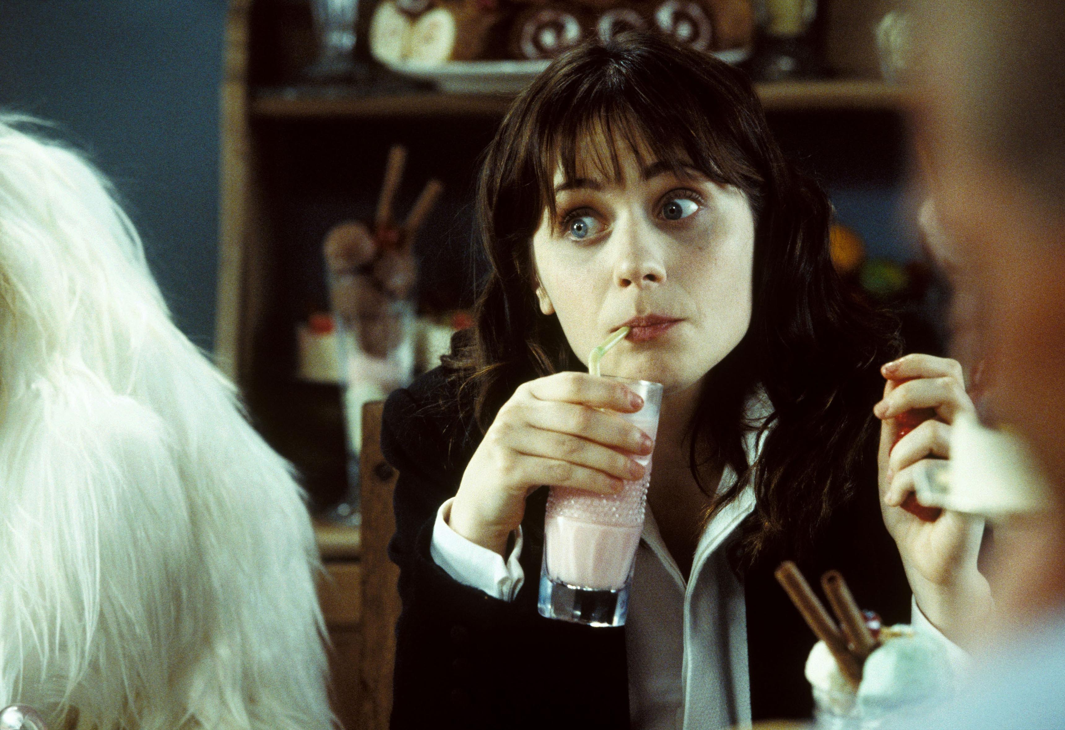 девушки, актрисы, Зуи Дешанель, соломинки, молочные коктейли - обои на рабочий стол
