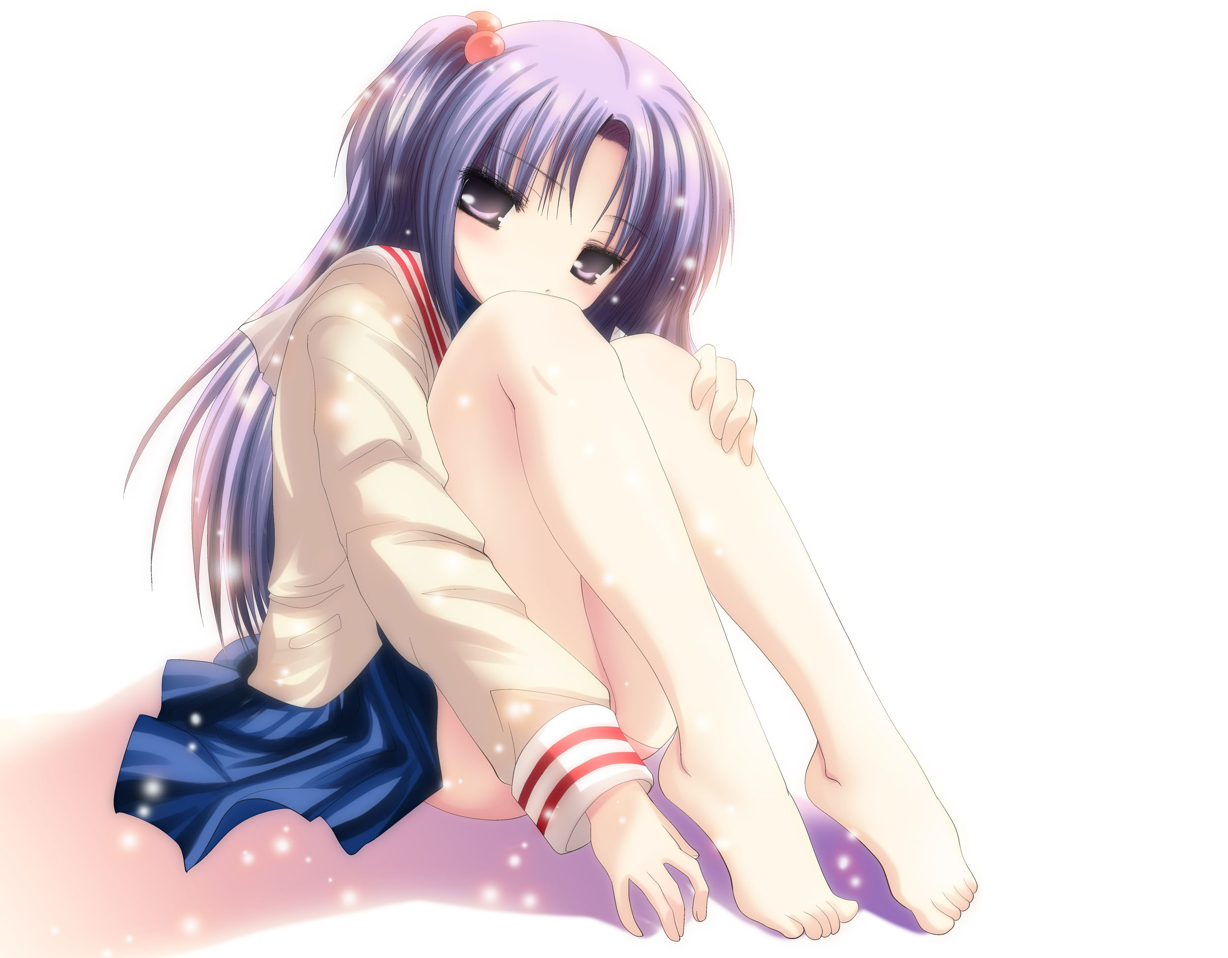школьная форма, Ichinose Kotomi, Clannad, фиолетовые волосы, простой фон, аниме девушки - обои на рабочий стол