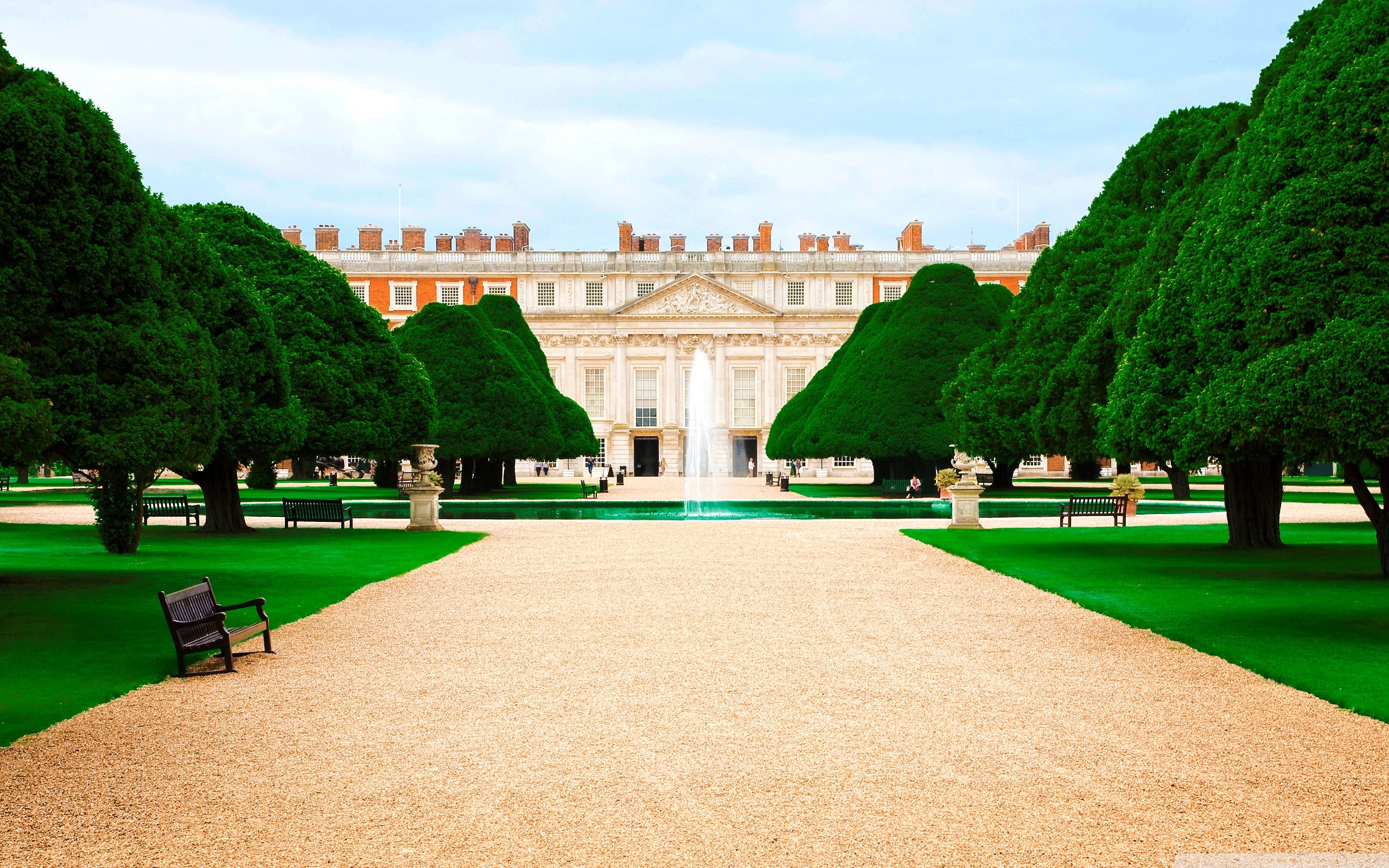 деревья, суд, дворец, Hampton Court - обои на рабочий стол