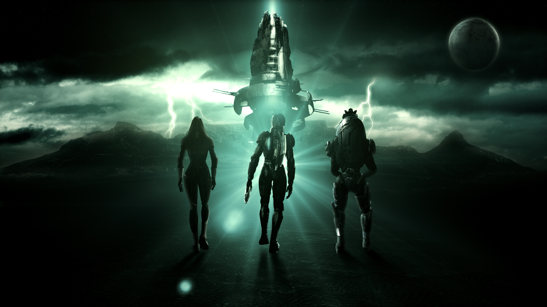 горизонт, Mass Effect, Касуми Гото, Гаррус Вакариан, Командор Шепард - обои на рабочий стол
