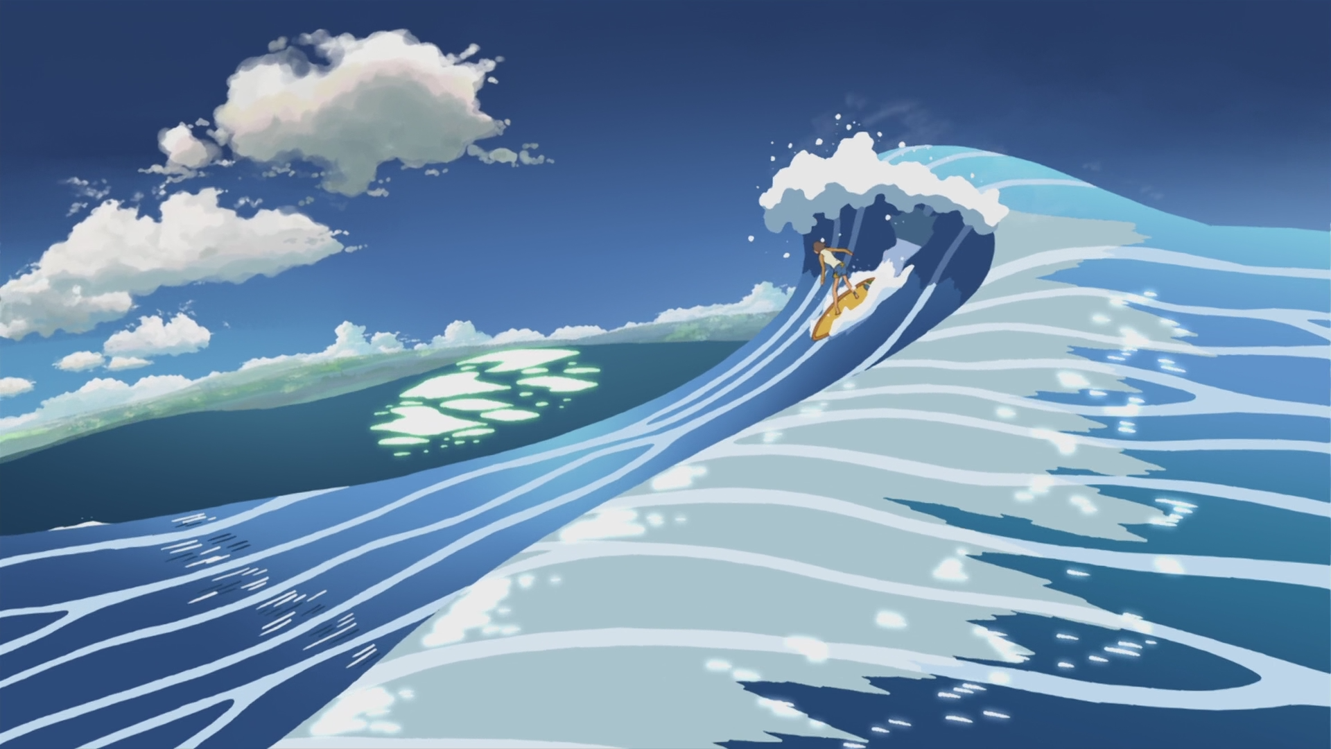 серфинг, Макото Синкай, 5 сантиметров в секунду, произведение искусства, аниме - обои на рабочий стол