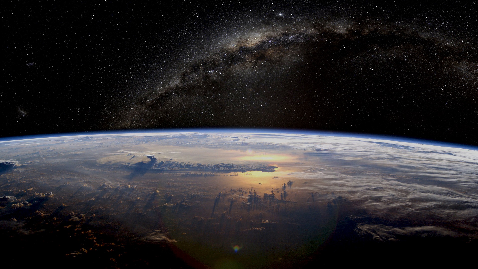 космическое пространство, Земля, Млечный Путь - обои на рабочий стол