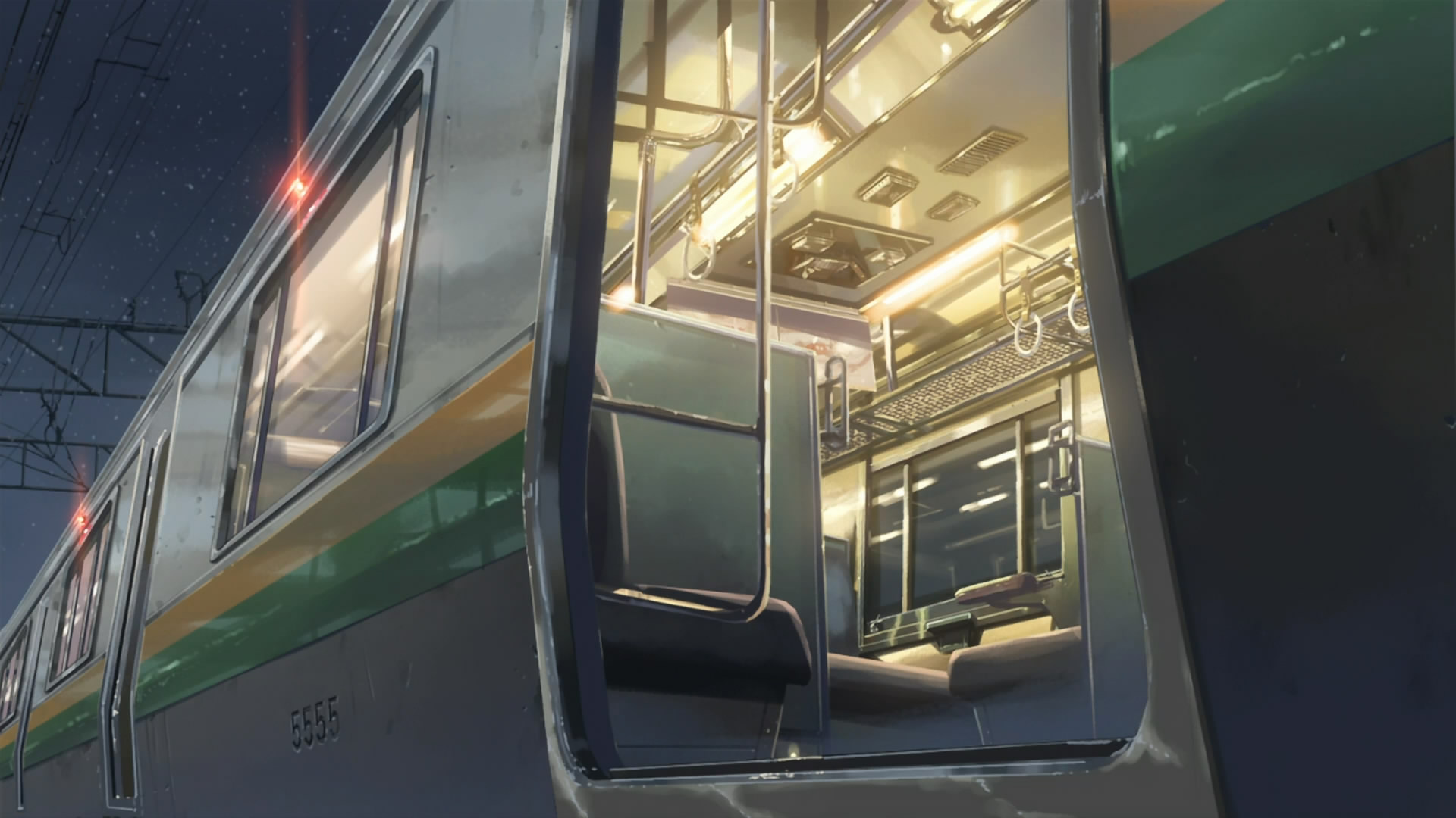 снег, поезда, Макото Синкай, 5 сантиметров в секунду, транспортные средства - обои на рабочий стол