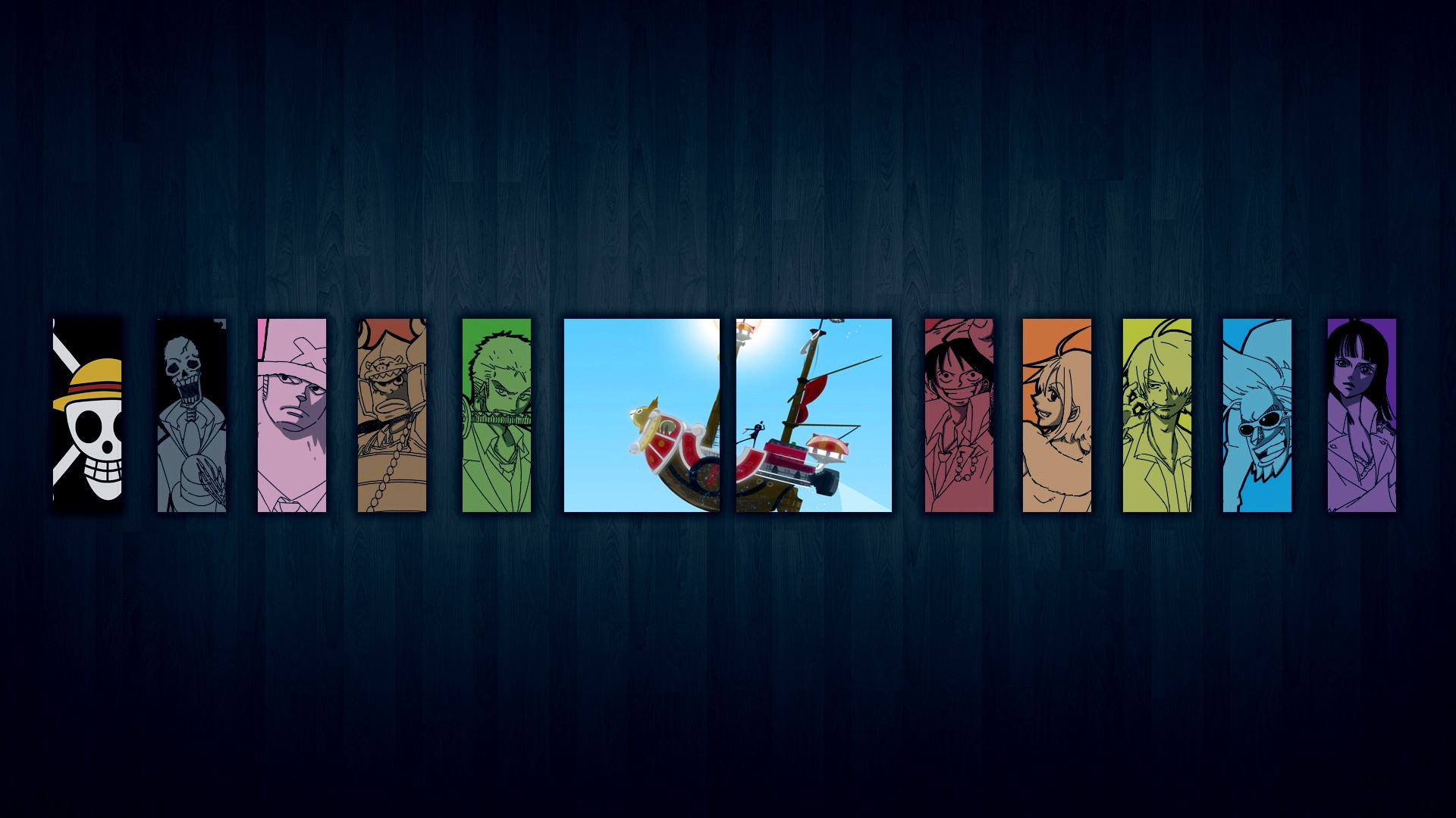 One Piece ( аниме ), Нико Робин, Roronoa Зоро, Фрэнки ( One Piece ), Тони Тони Чоппер, Брук ( One Piece ), Обезьяна D Луффи, Нами ( One Piece ), Usopp, Санджи ( One Piece ) - обои на рабочий стол