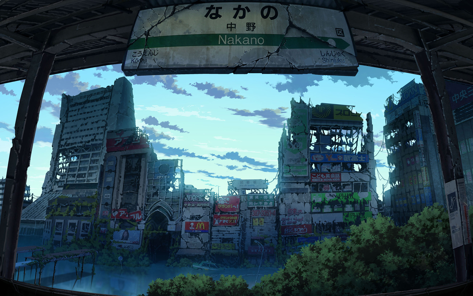 Токио, произведение искусства, заброшенный, апокалиптический, полуразрушенный, Накано, старые здания, внутри , глядя, TokyoGenso - обои на рабочий стол
