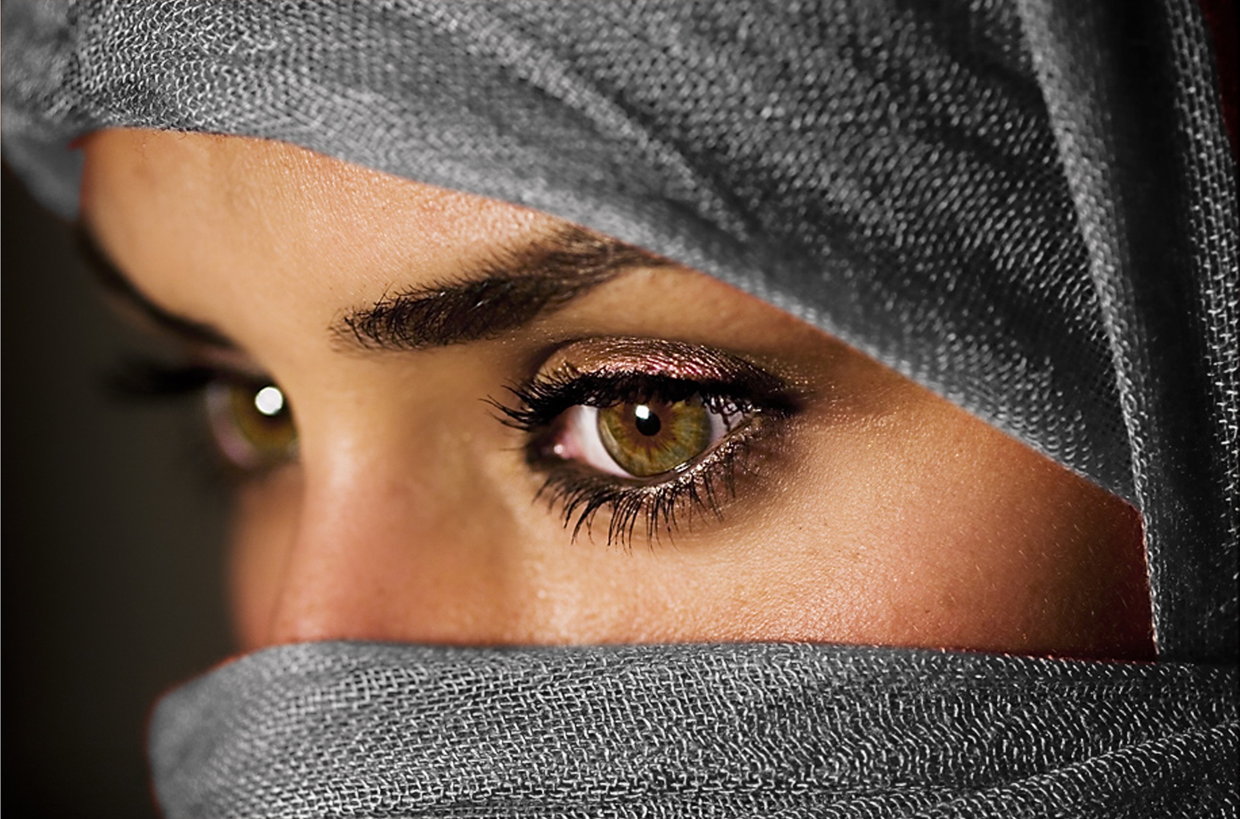 девушки, глаза, мусульманин, Ислам, карие глаза, шарфы, лица, хиджаб, никаб - обои на рабочий стол