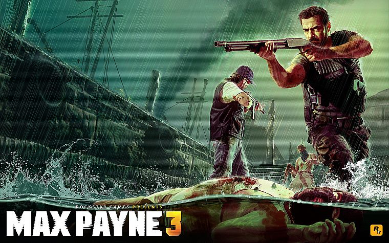 видеоигры, дождь, люди, дробовики, произведение искусства, Max Payne 3 - обои на рабочий стол