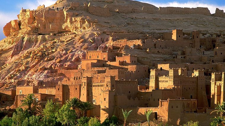 пейзажи, руины, старый, архитектура, скалы, здания, Марокко - обои на рабочий стол
