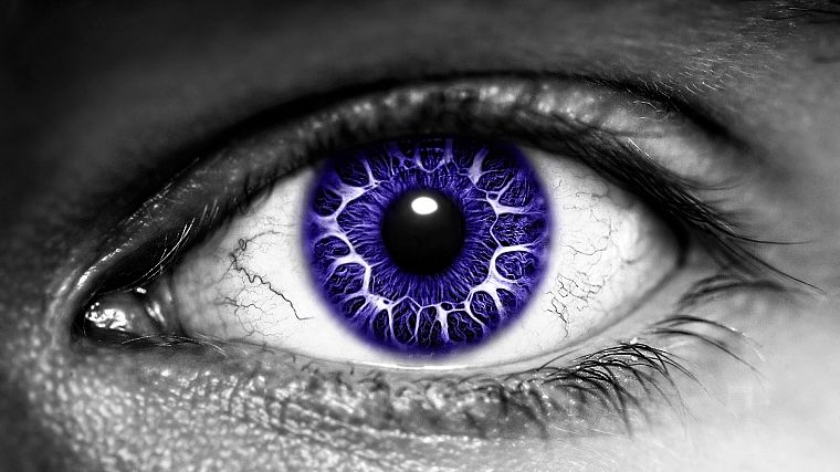 глаза, фиолетовый, выборочная раскраска - обои на рабочий стол