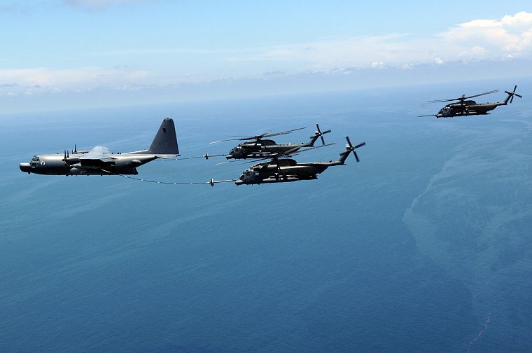 самолет, вертолеты, транспортные средства, MH - 53 Pave Low, KC - 130 Hercules, MidAir заправки - обои на рабочий стол