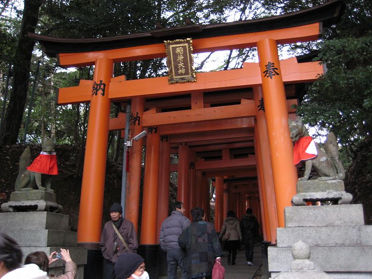 святыня, тории, Японский архитектура, Фусими Инари Храм - обои на рабочий стол