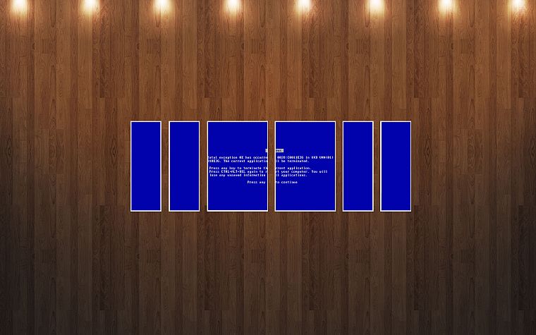 Синий экран смерти, деревянные панели - обои на рабочий стол