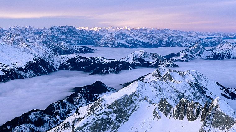 горы, туман, Швейцария, Альпы - обои на рабочий стол