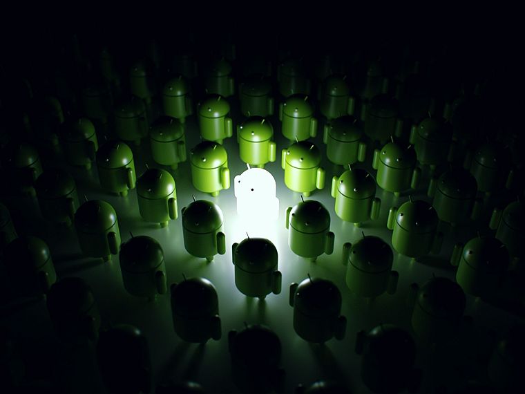 зеленый, темнота, армия, роботы, Android, техно, пылающий - обои на рабочий стол