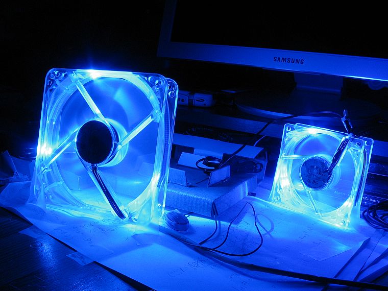синий, компьютеры, вентиляторы - обои на рабочий стол