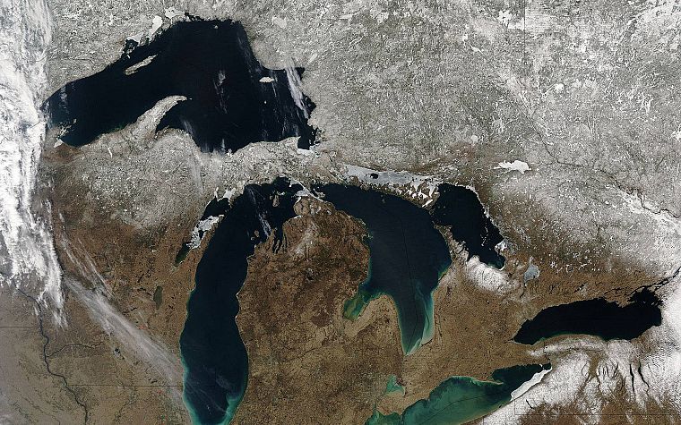 Великие озера, спутниковый снимок - обои на рабочий стол