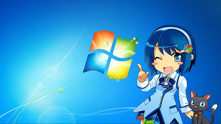 Windows 7, Мадобе Нанами, Microsoft Windows, ОС- загар, аниме девушки - обои на рабочий стол