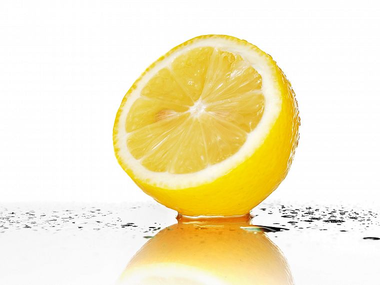 фрукты, влажный, капли воды, лимоны, белый фон - обои на рабочий стол