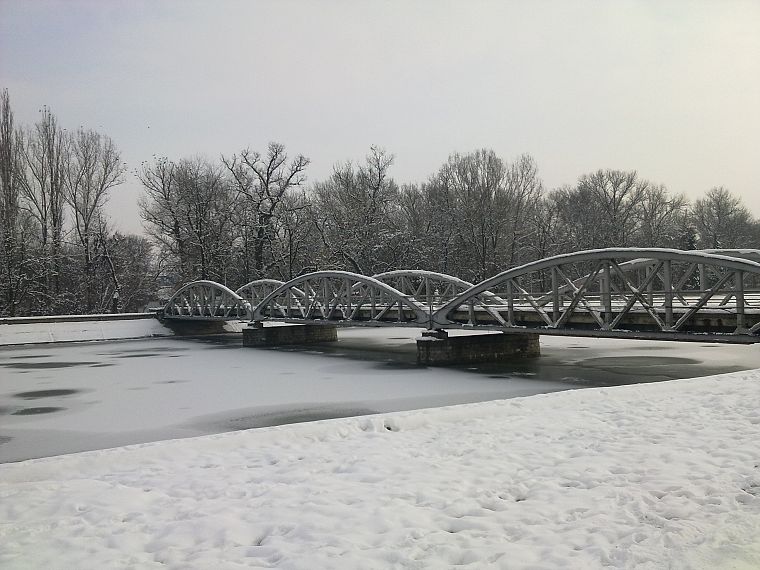 пейзажи, зима, снег, мосты - обои на рабочий стол