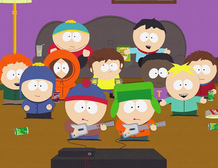 South Park, Эрик Картман, Стэн Марш, Guitar Hero, Кенни Маккормик, Кайл Брофловски, Баттерс Stotch - обои на рабочий стол
