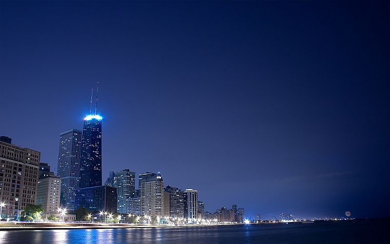 горизонты, Чикаго, ночь, города - обои на рабочий стол