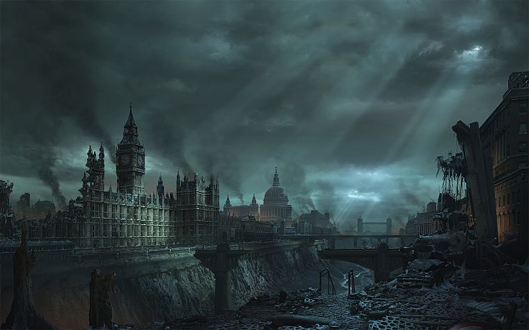 Лондон, Биг-Бен, пост апокалиптического - обои на рабочий стол
