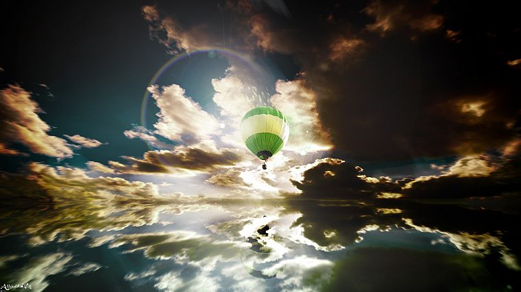 облака, воздушные шары, 3D (трехмерный), небо - обои на рабочий стол