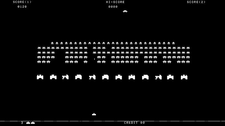 черно-белое изображение, Space Invaders, ретро-игры - обои на рабочий стол
