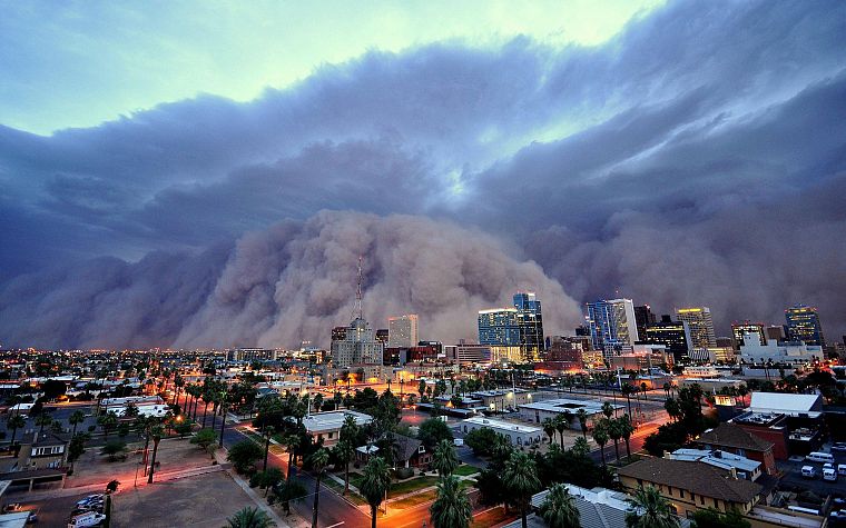 города, буря, пыль, Аризона - обои на рабочий стол