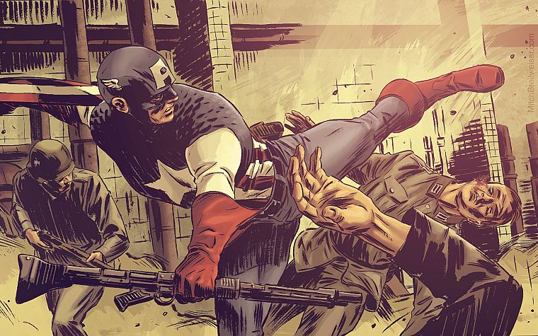 Капитан Америка, произведение искусства, Марвел комиксы - обои на рабочий стол