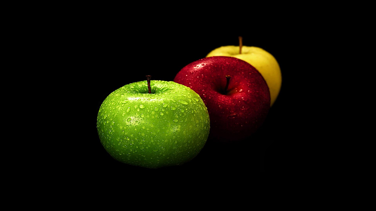 фрукты, еда, яблоки, темный фон - обои на рабочий стол