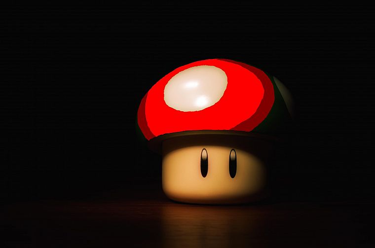 видеоигры, красный цвет, Марио, грибы, темный фон - обои на рабочий стол