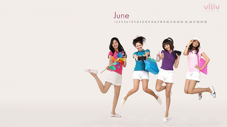 девушки, Girls Generation SNSD (Сонёсидэ), Азиаты/Азиатки, корейский, календарь, K-Pop, шорты, белый фон - обои на рабочий стол