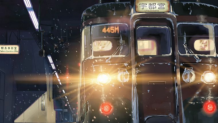 поезда, Макото Синкай, 5 сантиметров в секунду - обои на рабочий стол