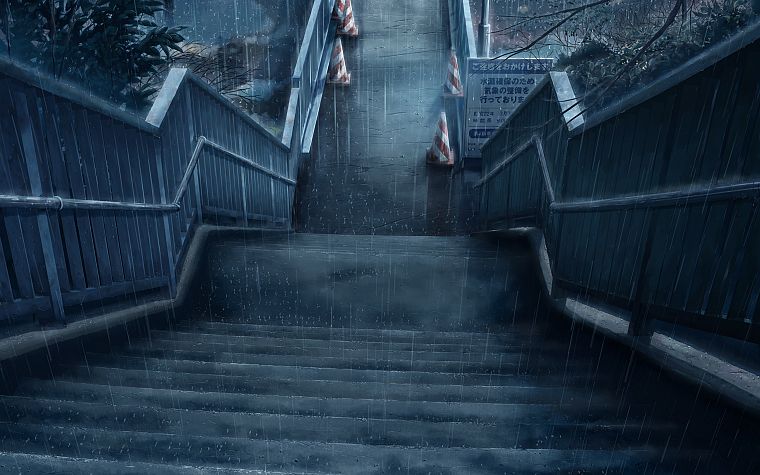 дождь, лестницы - обои на рабочий стол