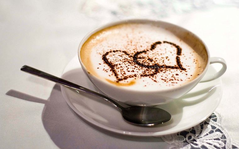 кофе, кофейные чашки, сердца - обои на рабочий стол