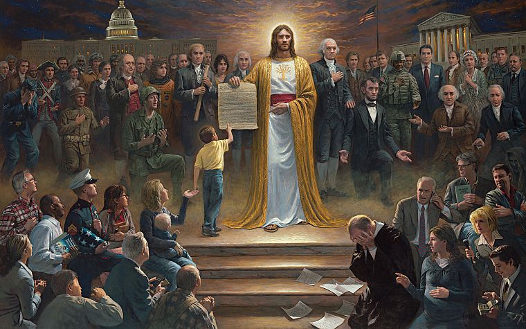 США, Иисус Христос, Джон Ф. Кеннеди, Бенджамин Франклин, Линкольн, Вашингтон, Иисус, McNaughton - обои на рабочий стол